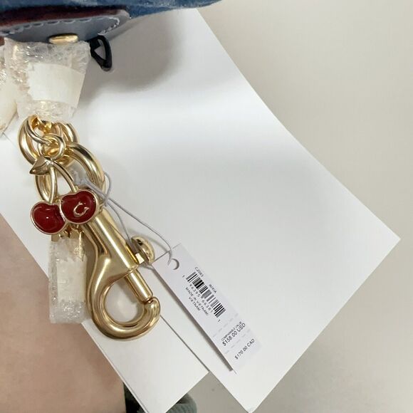 NEW Limited Coach CZ083 Mini Rowan Bag Charm In Signature Denim - Picture 3 of 7